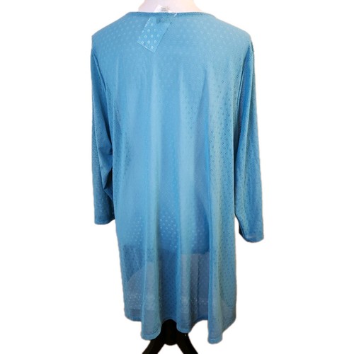 Logo Lori Goldstein Womens Top Size 2X Blue Seafoam Sheer Mesh Beachy Tunic NEW - Picture 3 of 17