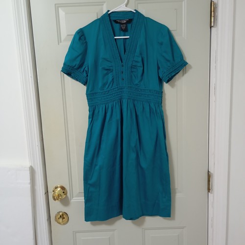 DIANE VON FURSTENBERG Womens Green Midi Dress 100% Cotton V Neck Size 8 - Picture 2 of 17