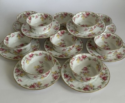 Set Of 10 Antique Limoges MF & Co / Elite L France Porcelain Ramekins & Saucers 
