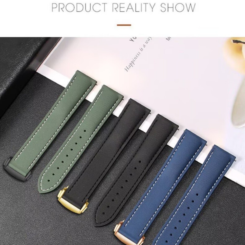 Premium Fluororubber Wrist Strap For Tudor Rolex Omega Longines Fold Buckle Band - Picture 11 of 17