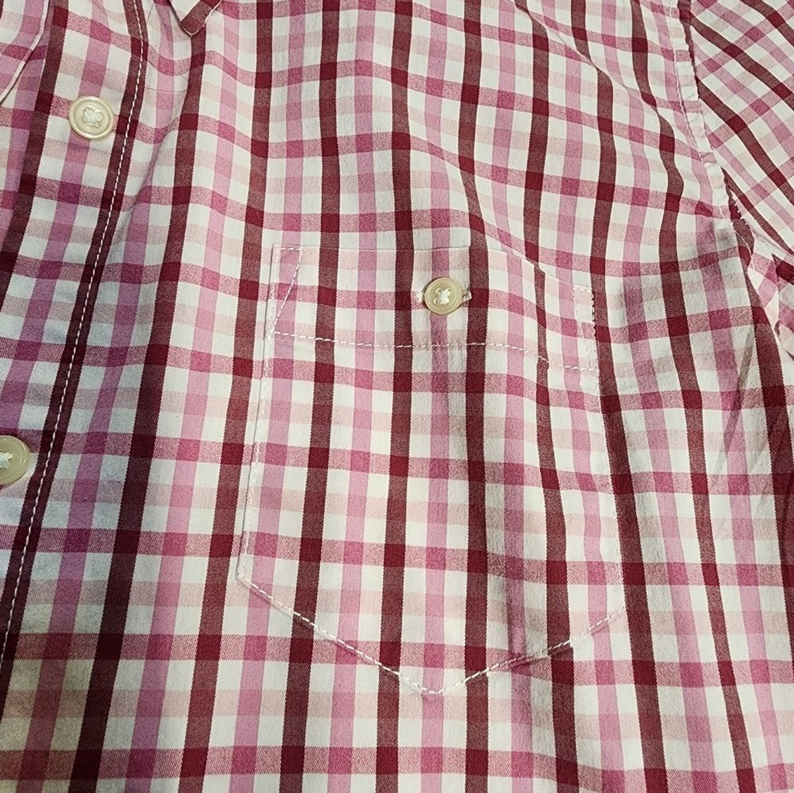 American Eagle Stretch Button-Down Shirt Pink Gin… - image 4