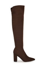 Nine West Miykah Women's Pointy Toe Thigh-High Dress Boots CHOC BRWN Size 10M
