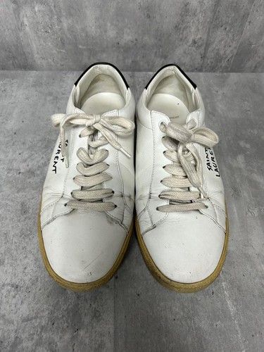 YSL Saint Laurent Court Classic Low Top Sneakers Men's Size 41 US8 White Leather - Picture 2 of 24