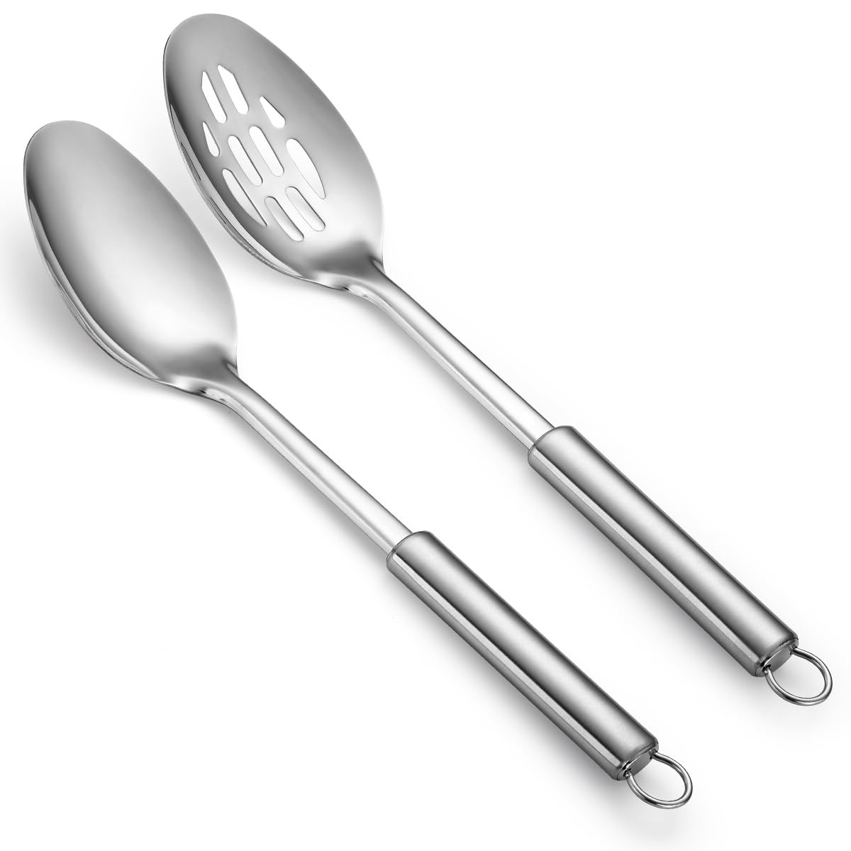 Cooking Spoons Set, Stainless Steel Kitchen Solid Slotted Spoon, Cooking Uten...