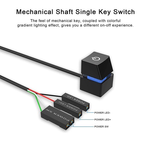 PC Power Switch Blue Switch Mechanical Key Backlit Plug And Play PC Power But FY - Afbeelding 13 van 37