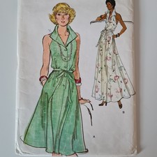 70s VOGUE 9185 MISSES' B36 SIZE 14 BACK-WRAP HALTER SUNDRESS CUT SEWING PATTERN