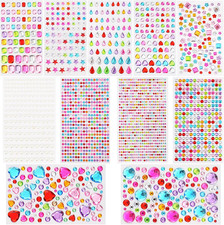 11 Sheet Gem Stickers, 2317Pcs Gem Stickers for Crafts, Self-Adhesive Rhinestone