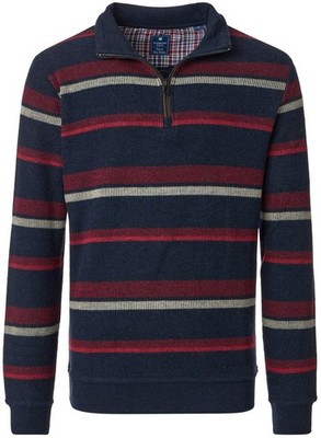 Redmond Sweatshirt Troyerkragen mit Reissverschluss Streifen rot