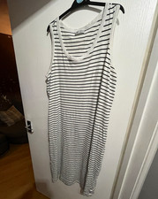 George Maternity Black & White Striped Ribbed Cotton Midi Dress Size 24