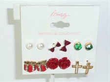 Claire's Earrings Sensitive Solutions Holiday Bows Gifts Cross Studs