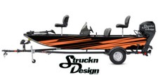 Angled Distressed Orange Stripes Black Graphic Wrap Boat Fish Decal US Vinyl