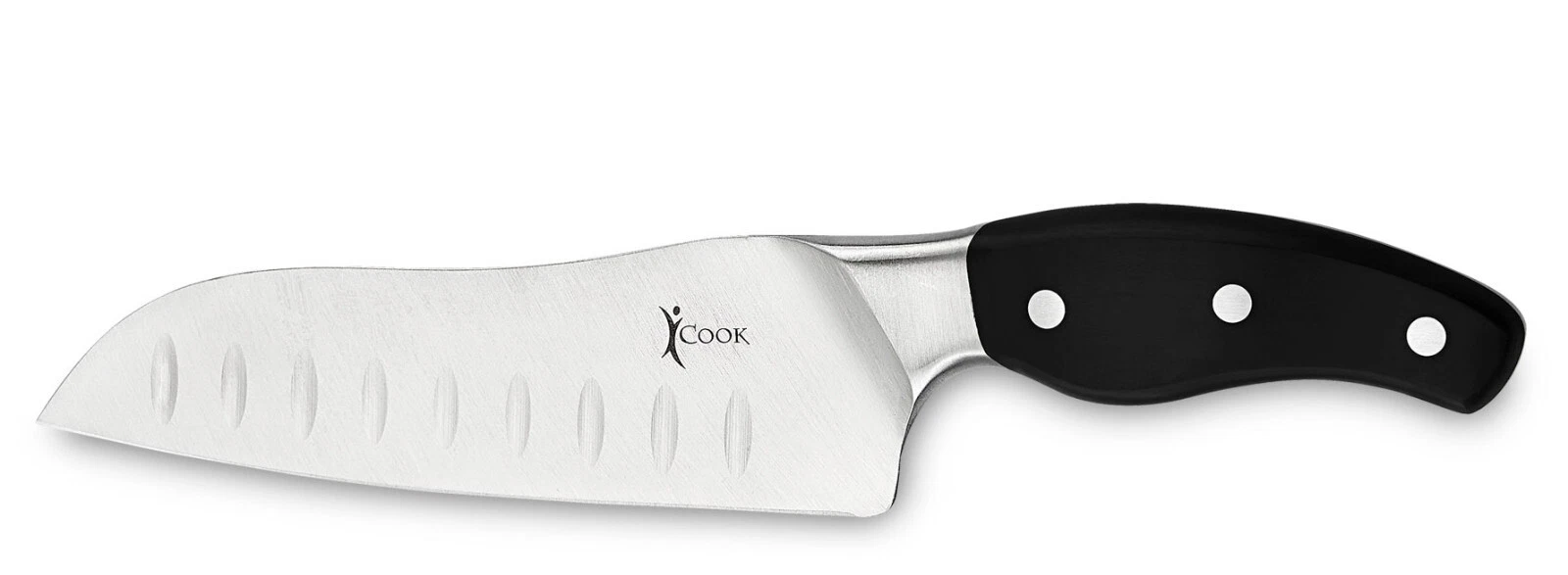 iCook Cookware Knife kitchen Santoku – 7-in. blade, hollow ground edge grantons