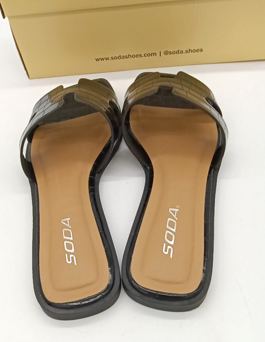 Sandali Soda neri croc goffrati punta aperta taglia 8 nuovi con scatola - Foto 5 di 8