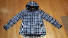 Rodeo ~ Outdoor Regen Jacke Gr. S-M ~ C&A ~ blau braun kariert ~ Reflektor