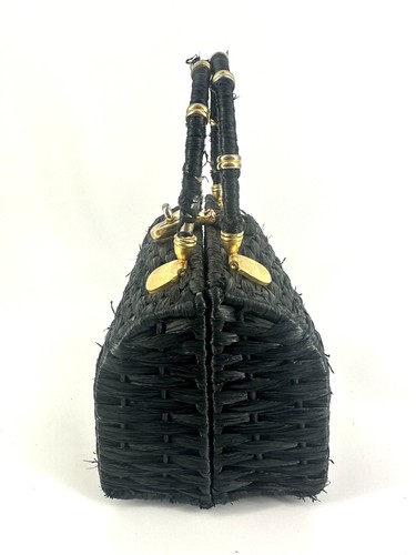 Vintage PONTOVA WEAVE HONG KONG Black PURSE 8x7" RARE-One of a Kind 1950's - Picture 9 of 17