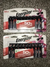 Energizer Alkaline Max AA - Lot Of (2) 20-pack - 40 Batteries - New Sealed