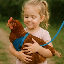 Original Valhoma Chicken Combo Pullet Harness with 4 Feet Leash, Blue XS