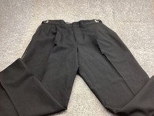 Tuxedo Pants Mens 37R Black Pleated Front Satin Stripe Lightweight Wool