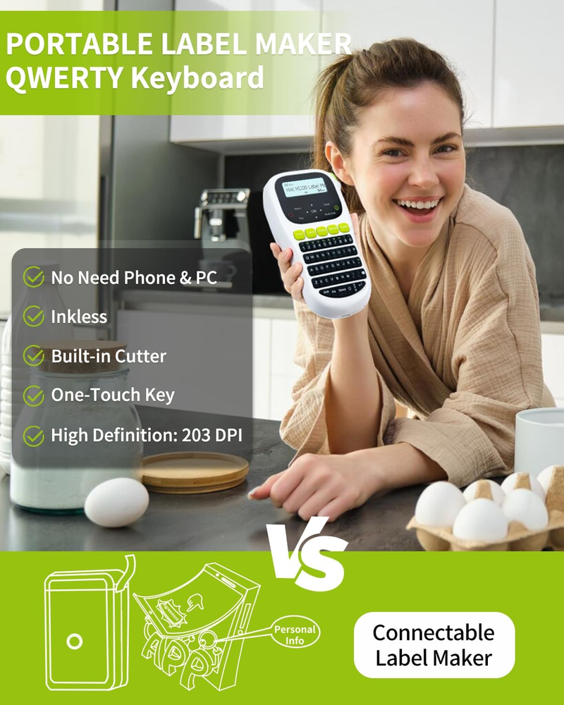 Portable H1100 Handheld Label Maker Machine with Tape for Home & Office Organization Portable H1100 Handheld Label Maker Machine with Tape for Home & Office Organization