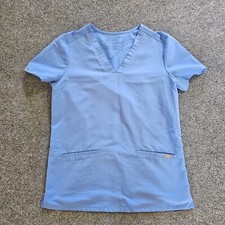 FIGS Top Womens XS Blue Casma 3 Pockets Short Sleeve Stretch Technical Comfort