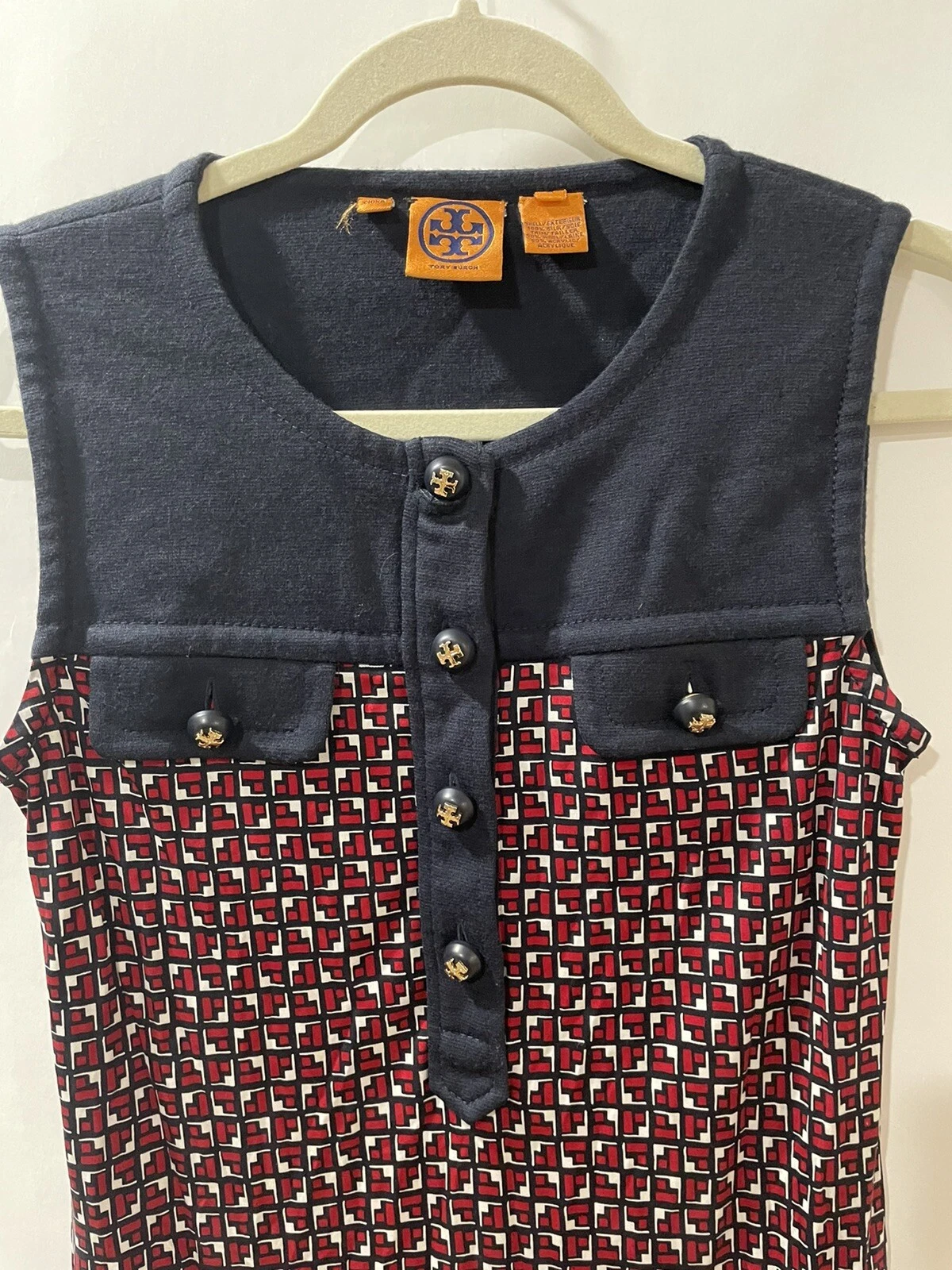 Abito Tory Burch multicolore senza slive taglia M seta 100% bordo 100% lana