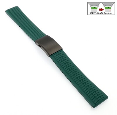 Easy-Klick Premium FKM-Kautschuk Uhrenarmband Modell Riga-P grün 24 mm