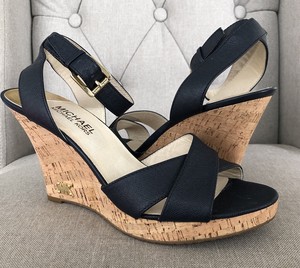 michael kors navy blue wedges
