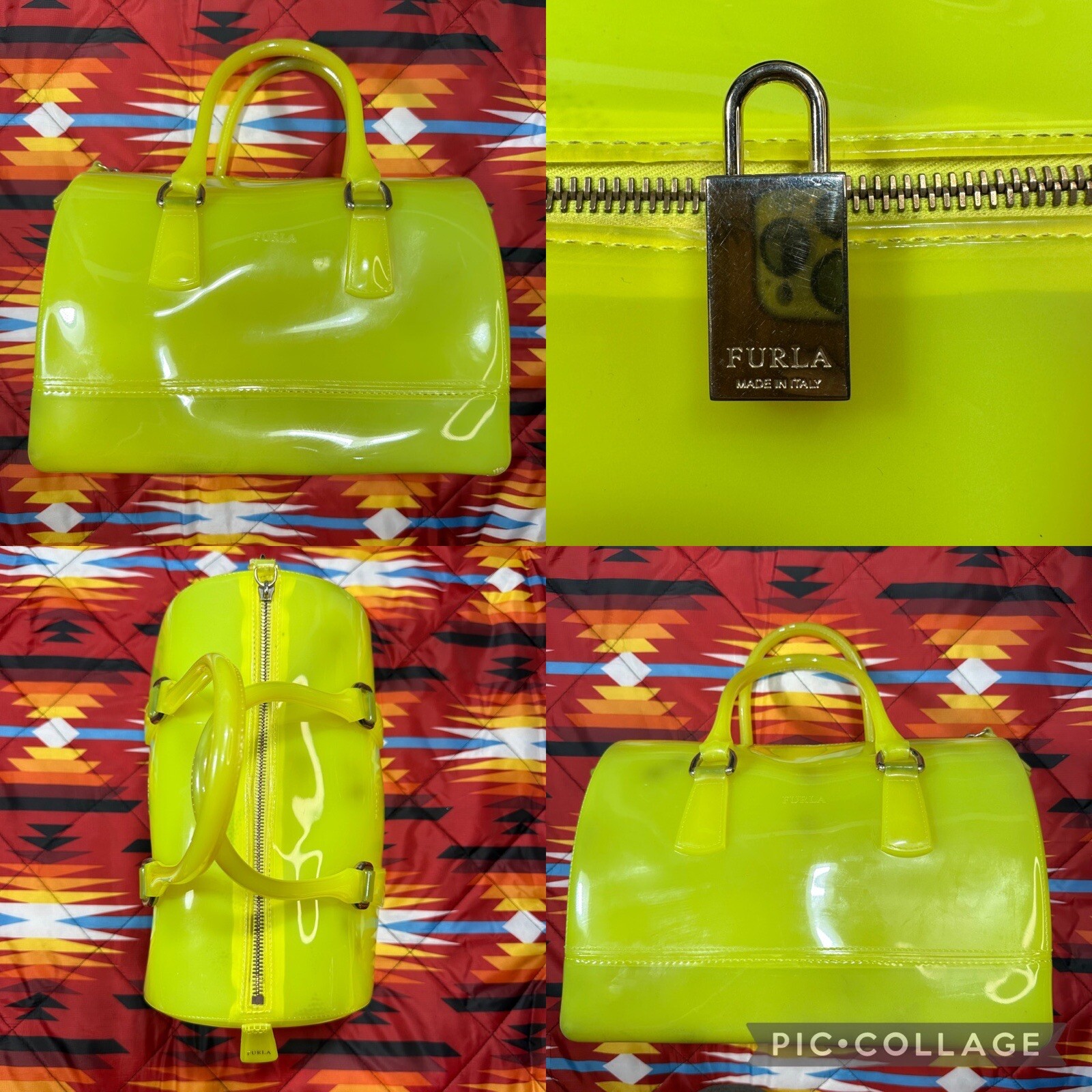 RARE Color Neon Yellow FURLA Candy Bag Jelly Purse Ma… Gem