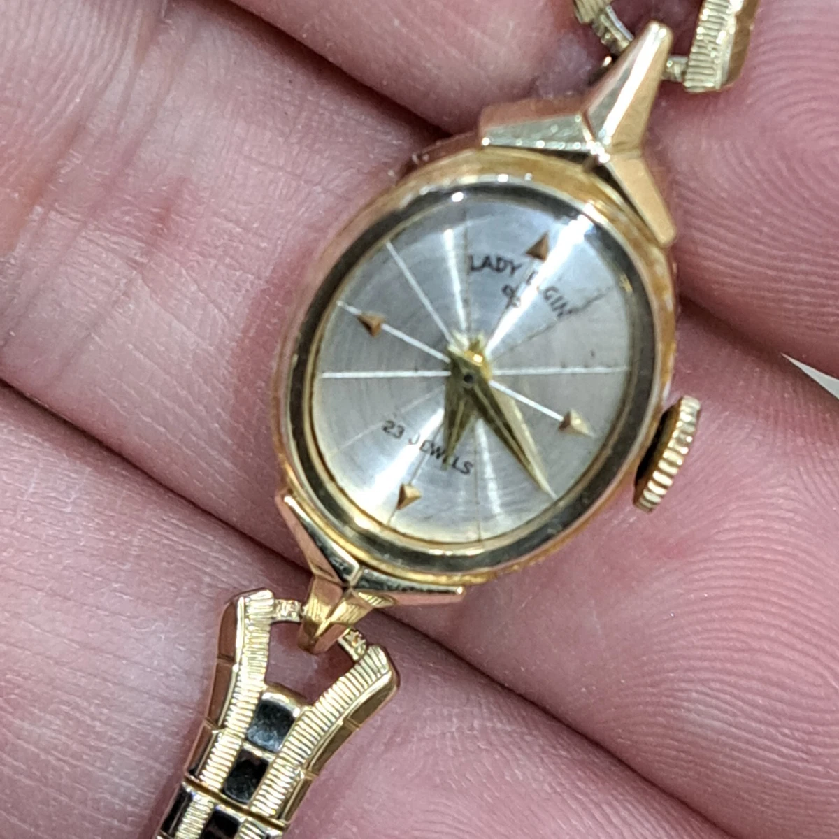 Vintage 14K yellow Gold Lady Elgin 23 Jewels Watch Running. eBay
