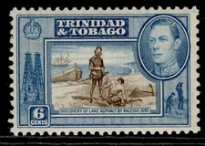 TRINIDAD & TOBAGO GVI SG250, 6c sepia & blue, LH MINT.