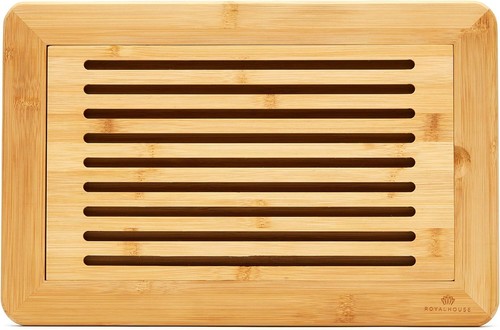 Large Premium Natural Bamboo Bread Cutting Board with Crumb Tray, Bread Servi... - Picture 2 of 3