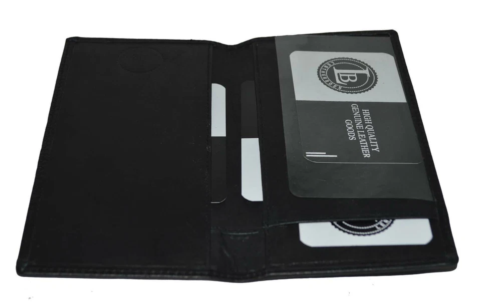 Checkbook Cover Holder Super Slim Plain Mens Womens Genuine Leather Cowhide New - Image 4 of 4