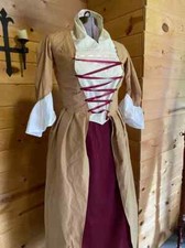Complete colonial 18th century Williamsburg 1700s polonaise gown and petticoat