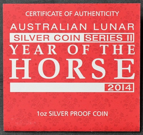 2014 Australien Lunar Series II Jahr des Pferdes 1 Unze Silberfeste Münze Perth - Bild 4 von 7