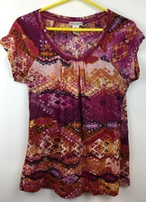 Rebecca Malone Woman's Floral Short Sleeve Medium Top