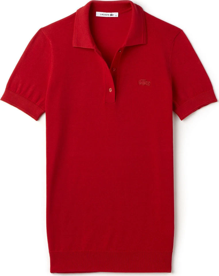 Suéter feminino Lacoste gola polo em jersey com mangas curtas AF2542-51 - Imagem 3 de 4