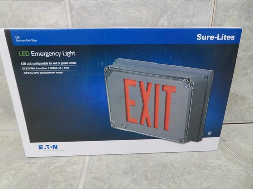 Eaton Sure-Lites UX62WH Industrial Outdoor LED Exit Sign, AC Only, Double Face