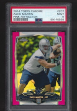 2014 TOPPS CHROME #207 ZACK MARTIN PSA 9 MINT PINK REFRACTOR RC #298/399 COWBOYS