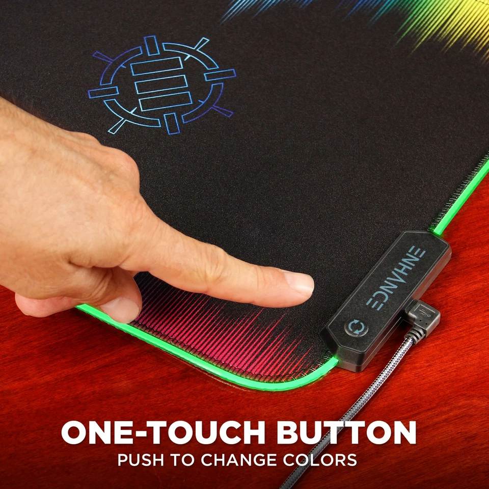 ENHANCE LED Gaming Mouse Pad with Fabric Top - 7 RGB Colors & 3 Lighting Effects - Image 2 of 4