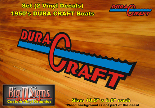 50's Dura Craft Boats Vinyl Decals Set (Qty 2) 10.5" x 3.0" Each