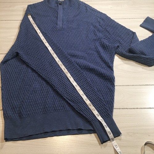 Peter Millar Merino Wool Cotton Blend 1/4 Zip Golf Sweater Men's XXL Blue - Picture 6 of 8