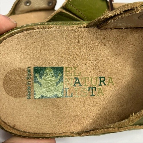 Sandalias Chanclas El Naturalista Cuero Verde Mujer Talla 40/9.5-10 Boho - Imagen 7 de 9