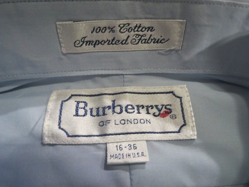 VTG NWOT Burberrys Of London Made in USA 100% cotton sky blue dress shirt 16-36 - Picture 5 of 7