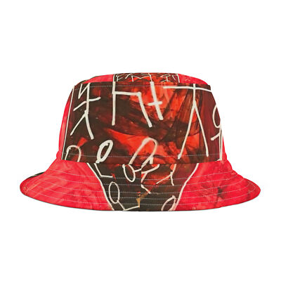 Red Graphic Bucket Hat Power Graphic Red Bucket Hat – Visuals By Jess main image 4
