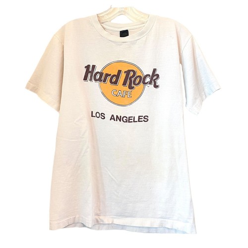 Vtg 90s Hard Rock Cafe Los Angeles T-Shirt White Single Stitch Anvil USA Large