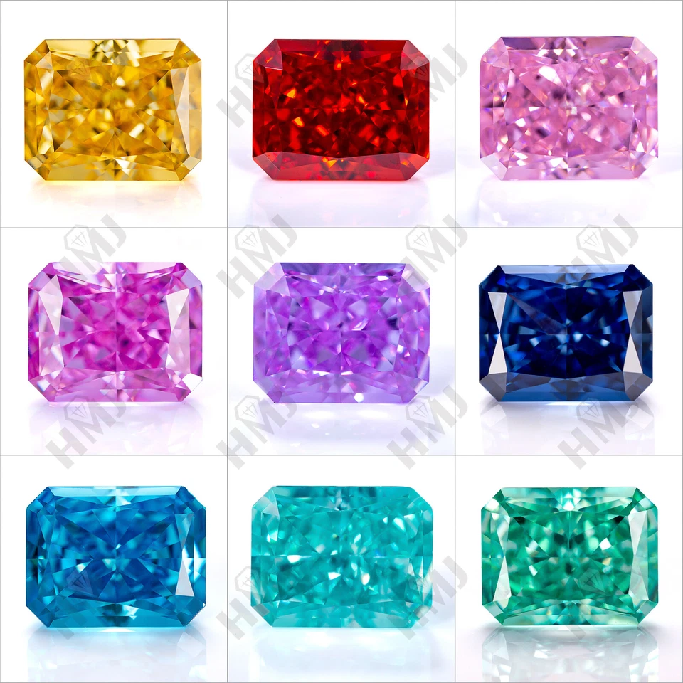 Circonita cúbica corte radiante multicolor corte hielo AAAAA piedra circonita suelta diamante Foto 3 de 4