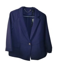 Black Label By Chicos M / 8 Women Suit Jacket Tonga Navy Blazer