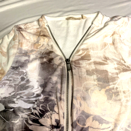Soft Surroundings Size L Super Soft Half Zip Popover Gray Pink White Tunic - Picture 3 of 5