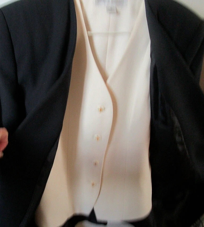 Valerie Stevens Mujer Traje de Carrera 3 Piezas Pantalones Chaleco Chaqueta - Negro Crema 8 Foto 3 de 4