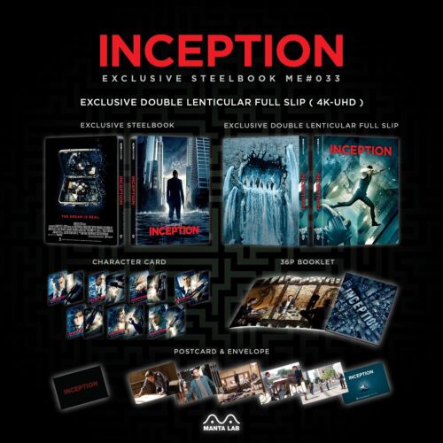 INCEPTION Manta Lab Steelbook 4K UHD Blu-ray DOUBLE LENTICULAR SLIP NOLAN NEW!! - Picture 9 of 9